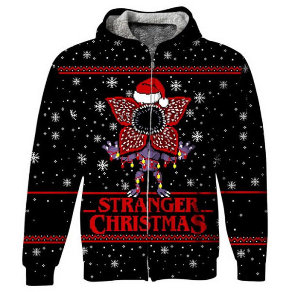 Stranger Christmas Ttranger Santa All Over Print 3D Shirt 3D Zip Hoodie Black S