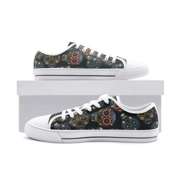 Sugar Skull Low Top Shoes for Men & Women Men's Shoes White US6