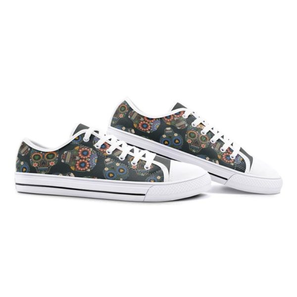 Sugar Skull Low Top Shoes for Men & Women Women's Shoes White US6