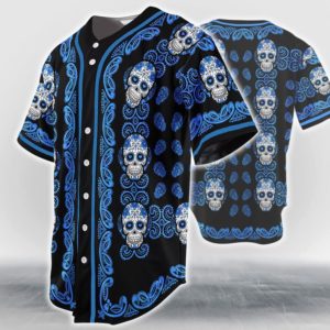 Sugar Skull Pattern Baseball Jersey product photo 5