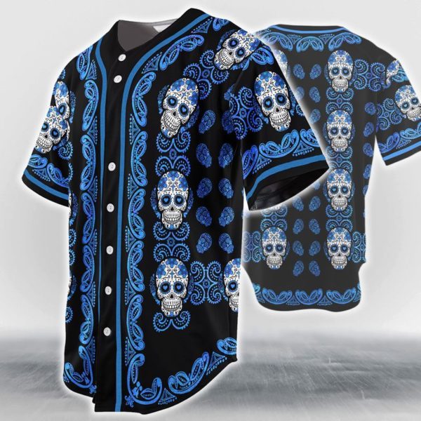 Sugar Skull Pattern Baseball Jersey product photo 5