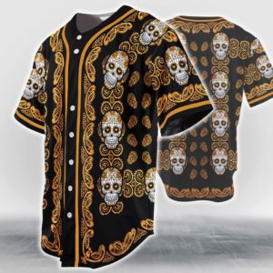 Sugar Skull Pattern Baseball Jersey product photo 8