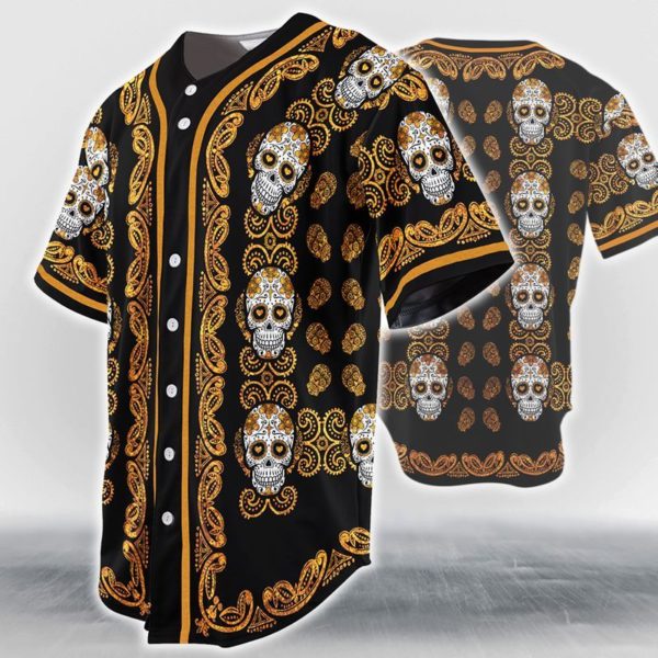 Sugar Skull Pattern Baseball Jersey product photo 8