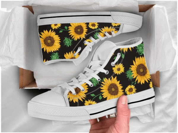 Sunflower High Top Shoes for Men & Women Women's Shoes White US6