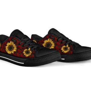 Sunflower Rose Black Low Top Canvas Shoes Men & Women product photo 1