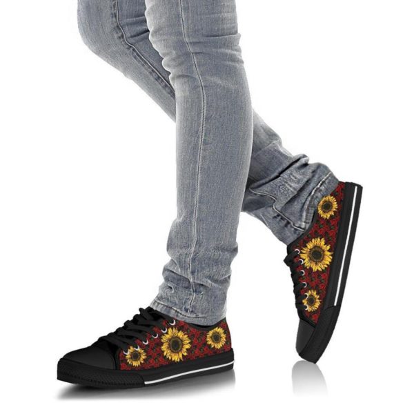 Sunflower Rose Black Low Top Canvas Shoes Men & Women product photo 4