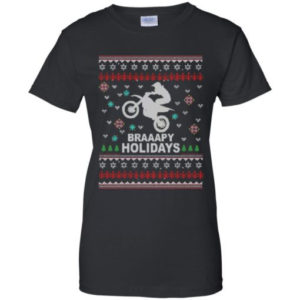 Superman Braaapy Holidays Dirt Bike Christmas Shirt Ladies T-Shirt Black S