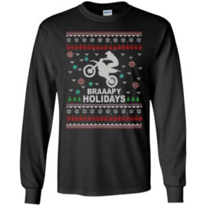 Superman Braaapy Holidays Dirt Bike Christmas Shirt Long Sleeve Black S