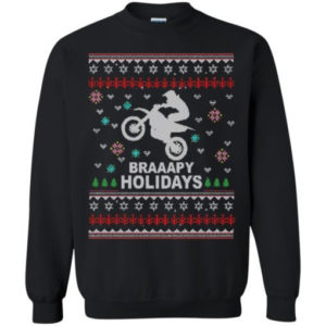 Superman Braaapy Holidays Dirt Bike Christmas Shirt Sweatshirt Black S