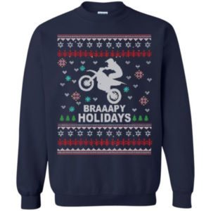 Superman Braaapy Holidays Dirt Bike Christmas Shirt Sweatshirt Navy S