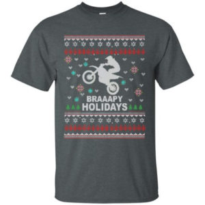 Superman Braaapy Holidays Dirt Bike Christmas Shirt Unisex T-Shirt Dark Heather S