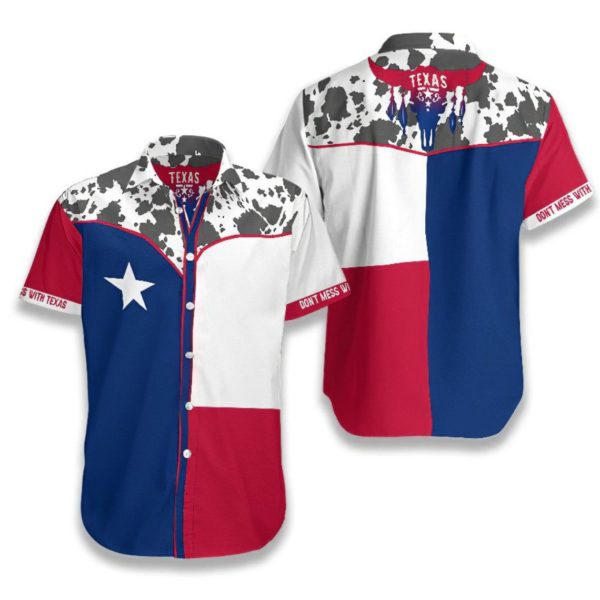 Texas States Button Hawaiian Shirt Short Sleeve Hawaiian Shirt White S