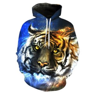 Tiger 3D Hoodie Pullover Coat Top All Over Print Hoodie 3D Hoodie Blue S
