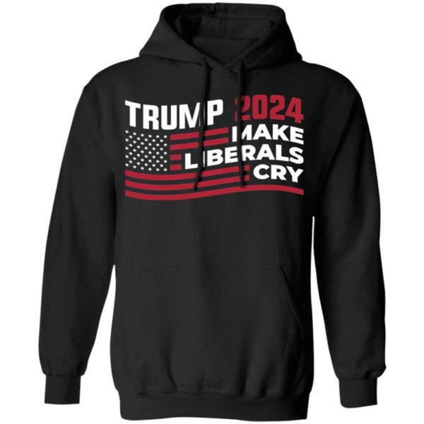 Trump 2024 Make Liberals Cry American Flag Christmas Shirt Hoodie Black S
