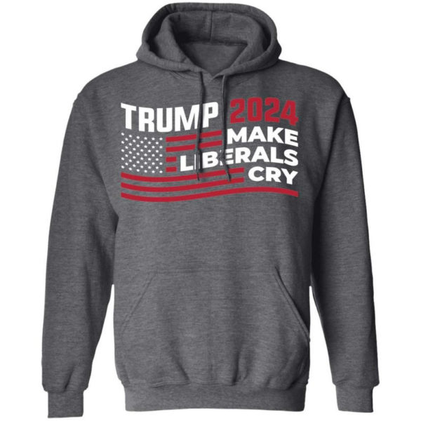 Trump 2024 Make Liberals Cry American Flag Christmas Shirt Hoodie Dark Heather S