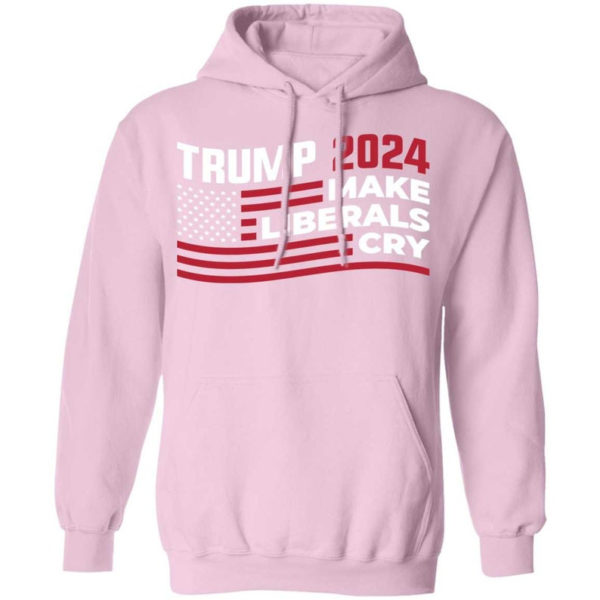 Trump 2024 Make Liberals Cry American Flag Christmas Shirt Hoodie Light Pink S