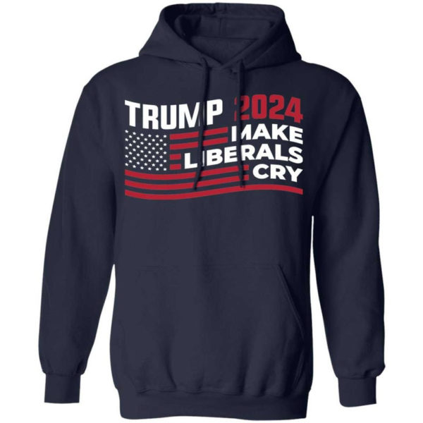 Trump 2024 Make Liberals Cry American Flag Christmas Shirt Hoodie Navy S