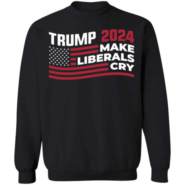 Trump 2024 Make Liberals Cry American Flag Christmas Shirt Sweatshirt Black S