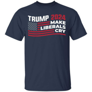 Trump 2024 Make Liberals Cry American Flag Christmas Shirt Unisex T-Shirt Navy S