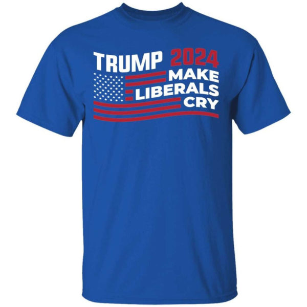 Trump 2024 Make Liberals Cry American Flag Christmas Shirt Unisex T-Shirt Royal S