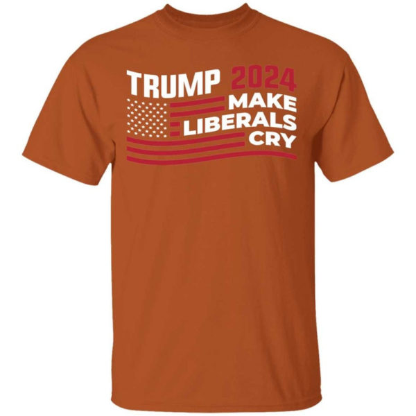 Trump 2024 Make Liberals Cry American Flag Christmas Shirt Unisex T-Shirt Texas Orange S