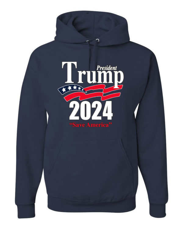 Trump President 2024 Shirt Save America Hoodie Hoodie Navy S