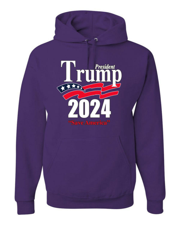 Trump President 2024 Shirt Save America Hoodie Hoodie Purple S