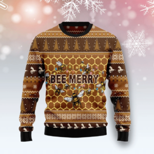 Ugly Bee Bee Merry Bee Lover Christmas Sweater AOP Sweater Yellow S