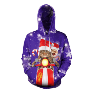 Ugly Cats Santa Ride Motorbike Christmas All Over Print 3D Hoodie 3D Hoodie Blue S