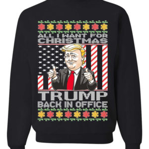 Ugly Christmas All I Want For Christmas is Trump Back In Office Christmas Sweatshirt Sweatshirt Black S
