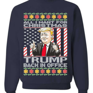 Ugly Christmas All I Want For Christmas is Trump Back In Office Christmas Sweatshirt Sweatshirt Navy S