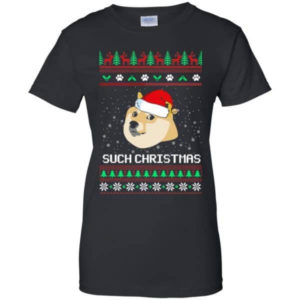 Ugly Doge Such Christmas Doge Santa Christmas T-shirt Hoodie Ladies T-Shirt Black S