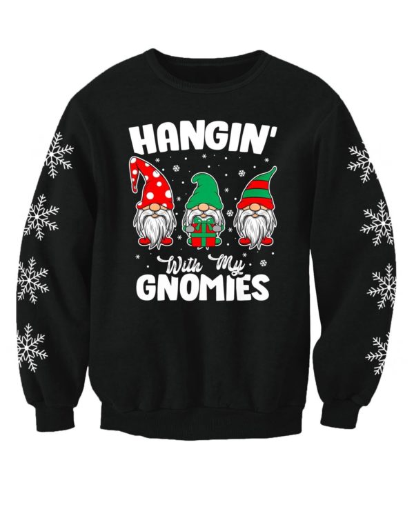 Ugly Gnome Hangin' With My Gnomies Christmas Sweater AOP Sweater Black S