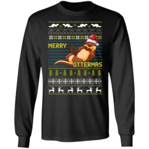 Ugly Otter Merry Ottermas Christmas Shirt Long Sleeve Black S
