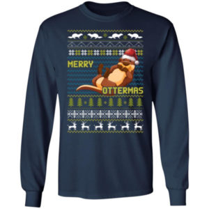 Ugly Otter Merry Ottermas Christmas Shirt Long Sleeve Navy S