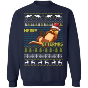 Ugly Otter Merry Ottermas Christmas Shirt Sweatshirt Navy S