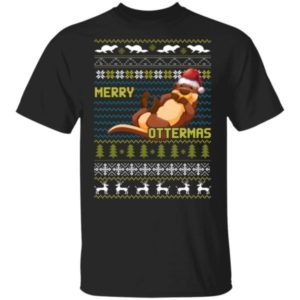 Ugly Otter Merry Ottermas Christmas Shirt Unisex T-Shirt Black S