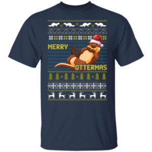 Ugly Otter Merry Ottermas Christmas Shirt Unisex T-Shirt Navy S