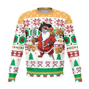 Ugly Pirate Yo Ho Ho Candy Cane Christmas Sweater AOP Sweater Red S