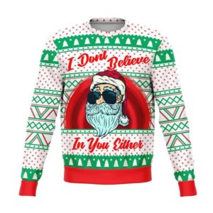 Ugly Santa I Don't Believe In You Either Christmas Sweater AOP Sweater Red S