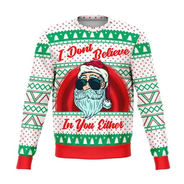 Ugly Santa I Don't Believe In You Either Christmas Sweater AOP Sweater Red S