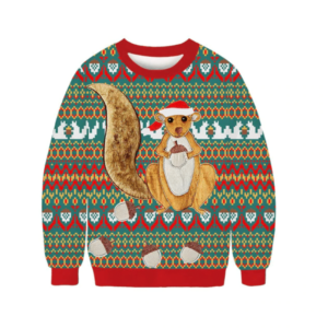 Ugly Squirrel Santa Hat And Chestnut Christmas Sweater AOP Sweater Red S