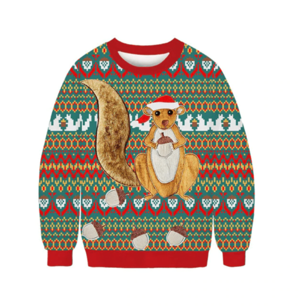 Ugly Squirrel Santa Hat And Chestnut Christmas Sweater AOP Sweater Red S
