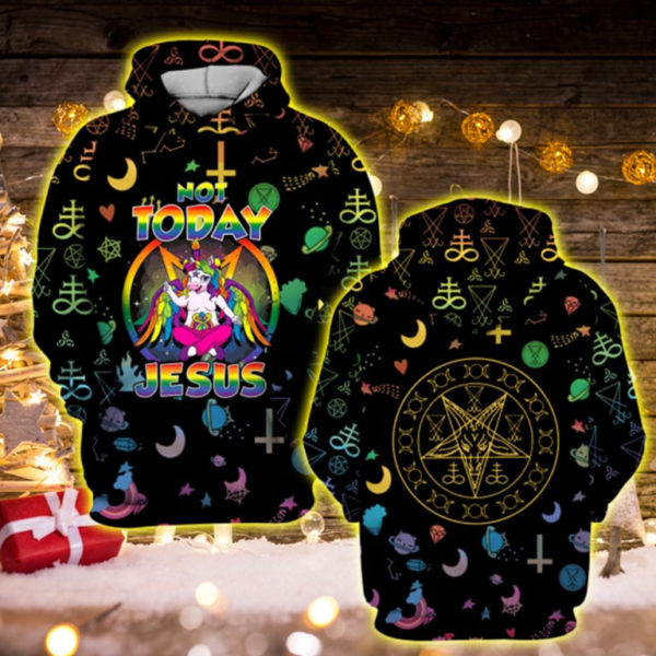 Ugly Unicorn Not Today Jesus Shirt 3D Hoodie Black S