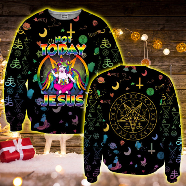 Ugly Unicorn Not Today Jesus Shirt 3D Sweatshirt Black S