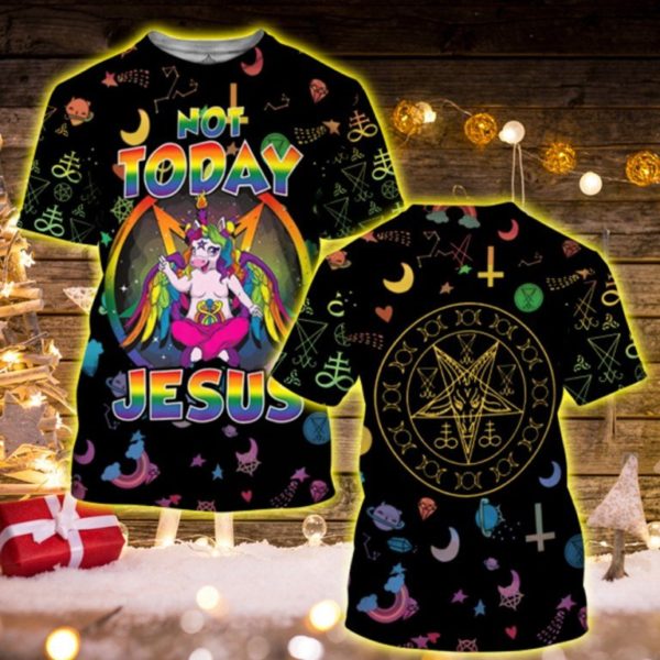Ugly Unicorn Not Today Jesus Shirt 3D T-Shirt Black S