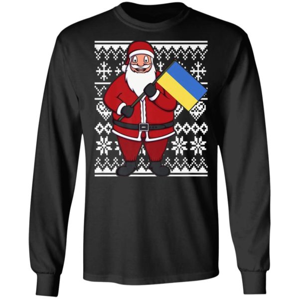 Ukraine Flag Santa Ukrainian Christmas Shirt Long Sleeve Black S