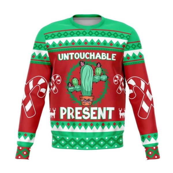 Untouchable Cactus Present Ugly Christmas Sweater AOP Sweater Red S