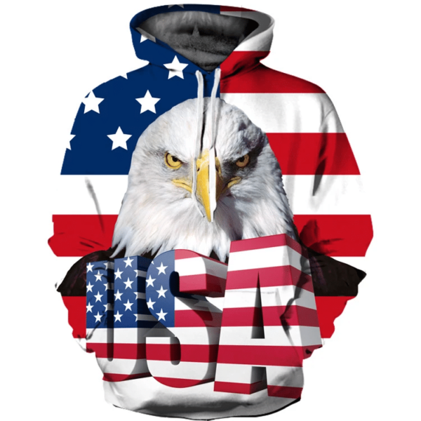Wild Eagle American Flag Christmas All Over Print 3D Hoodie 3D Hoodie Red S