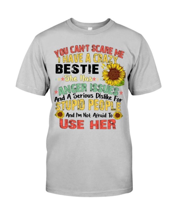 You can't scare me I have a crazy bestie she has anger issues shirt Classic T-Shirt Ash S